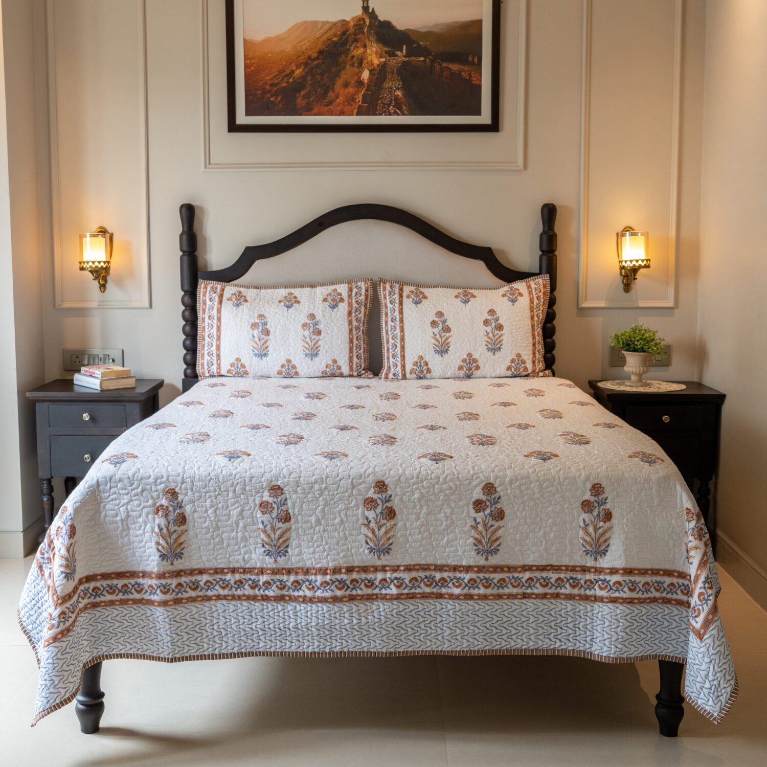 Rustic Bloom Quilted Bed Cover | Bloomscape Quilts | Roheda